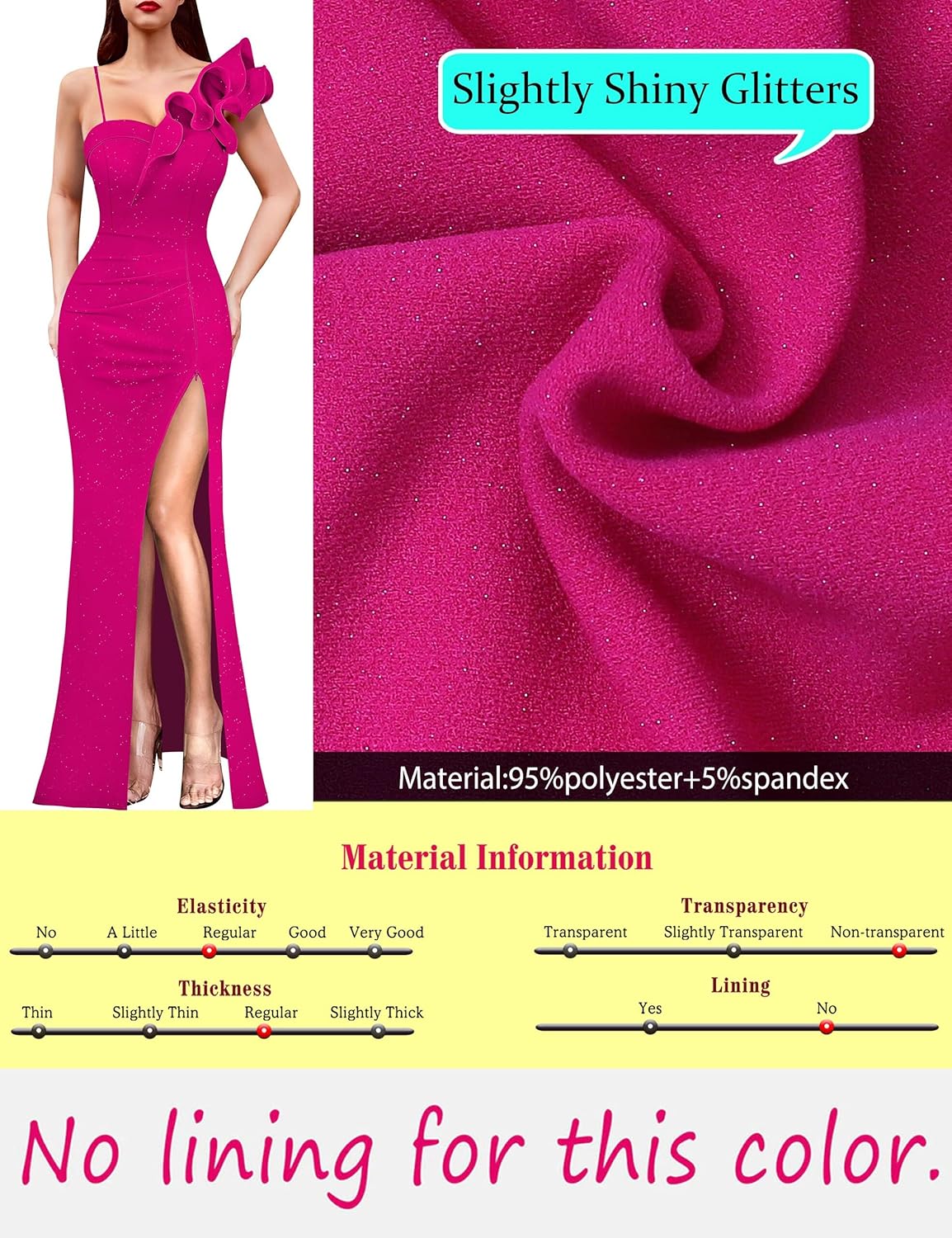 VFSHOW Womens Ruffle One Shoulder Strap Ruched Formal Prom Wedding Maxi Dress V Neck Elegant Split Cocktail Evening Long Gown
