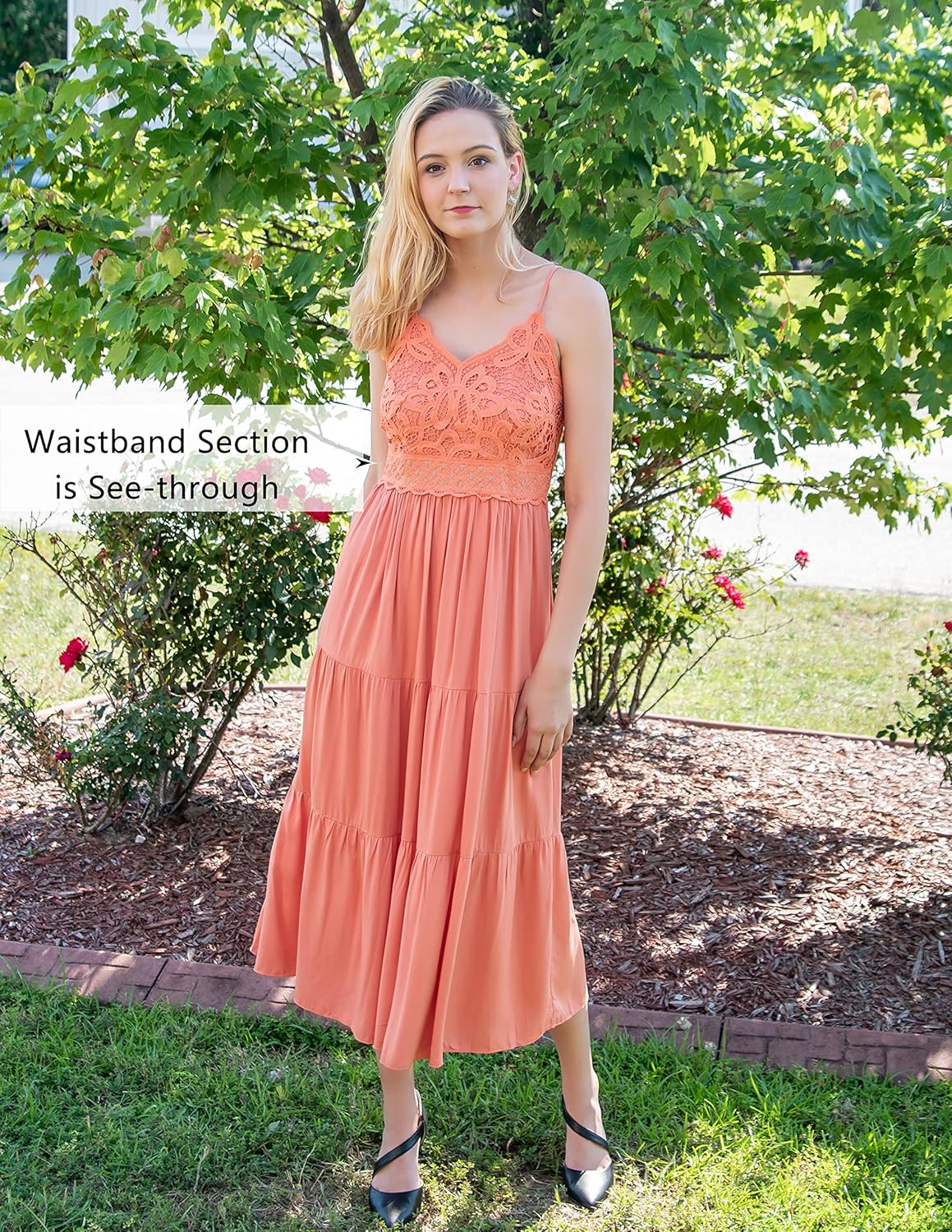 Dokuritu Women's Beach Crochet Lace Maxi Dress Solid Color Summer Vacation Spaghetti Strap Long Dress 2024