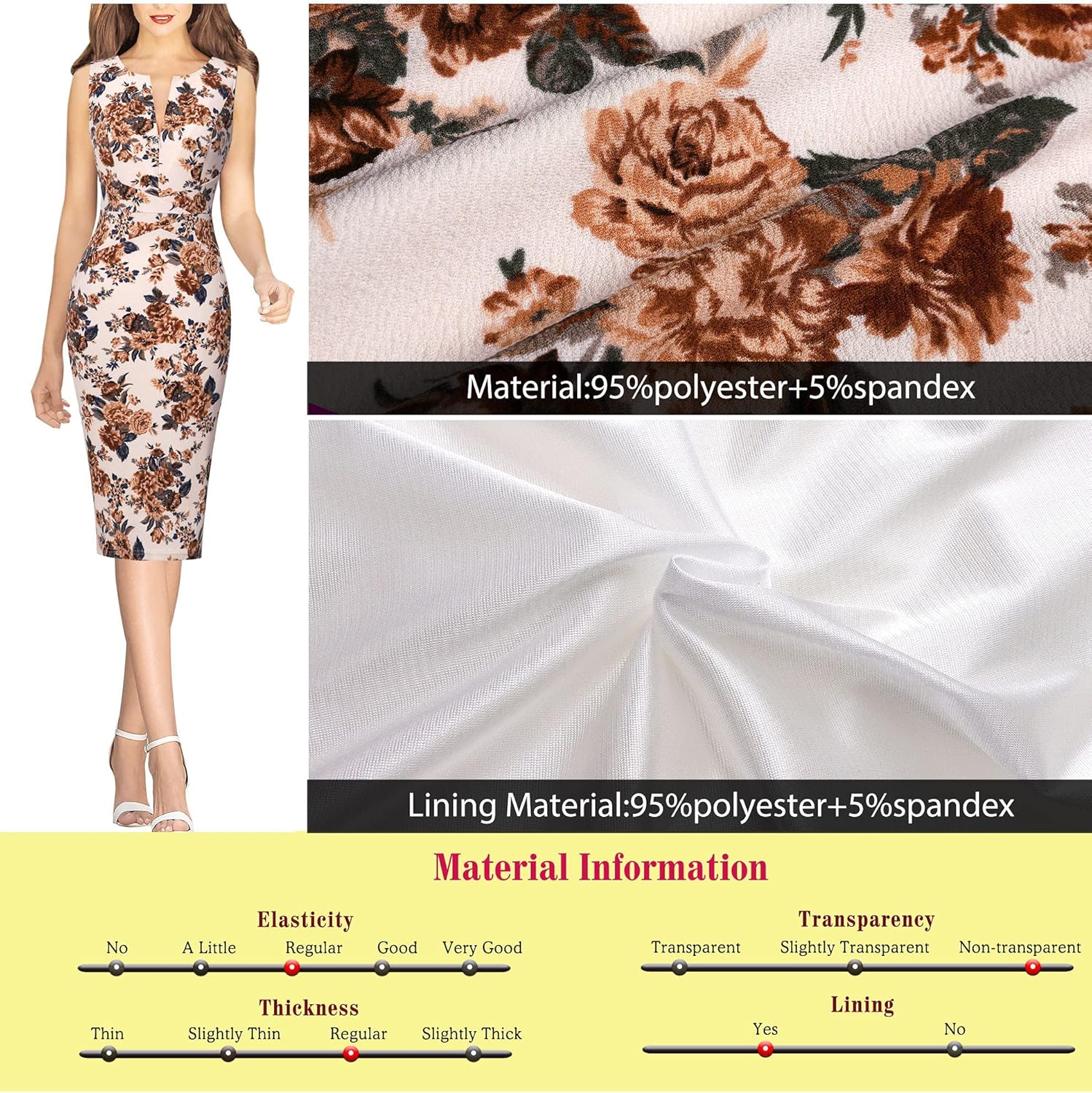 VFSHOW Womens Elegant Slim Front Zipper up Work Business Office Party Sheath Dress