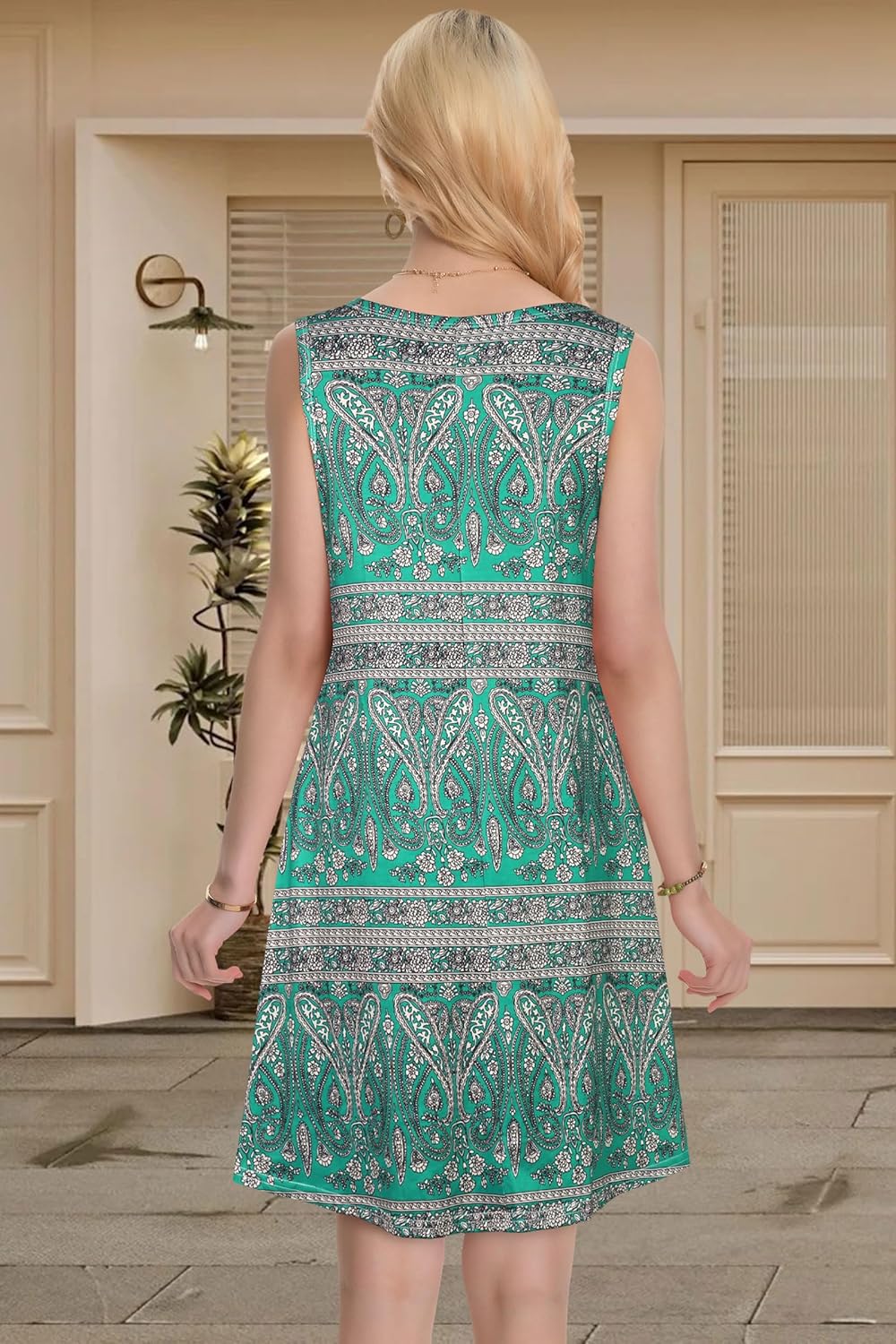 Summer Dresses for Women Beach Boho Sleeveless Vintage Floral Flowy Pocket Tshirt Tank Sundresses