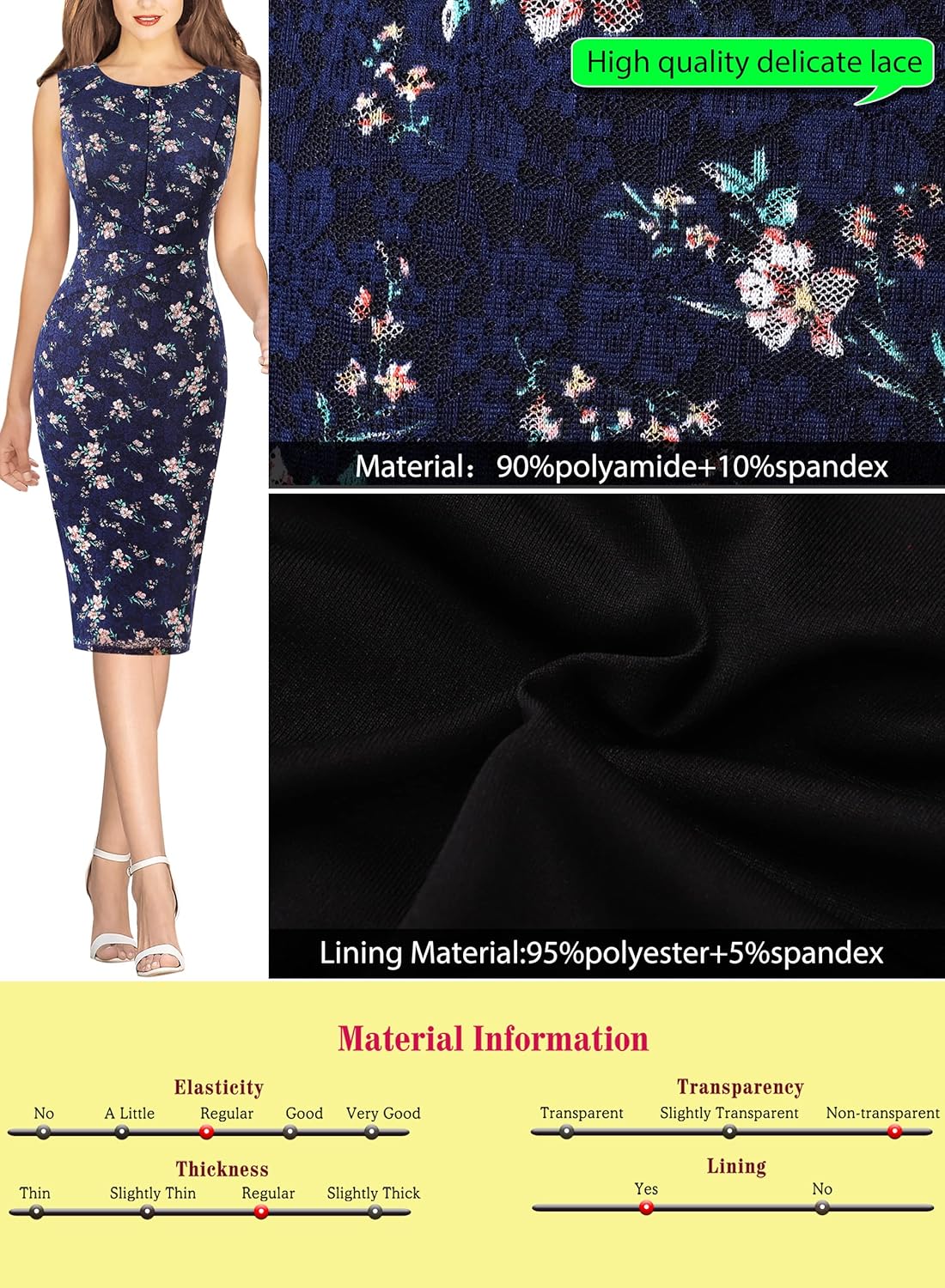VFSHOW Womens Elegant Slim Front Zipper up Work Business Office Party Sheath Dress
